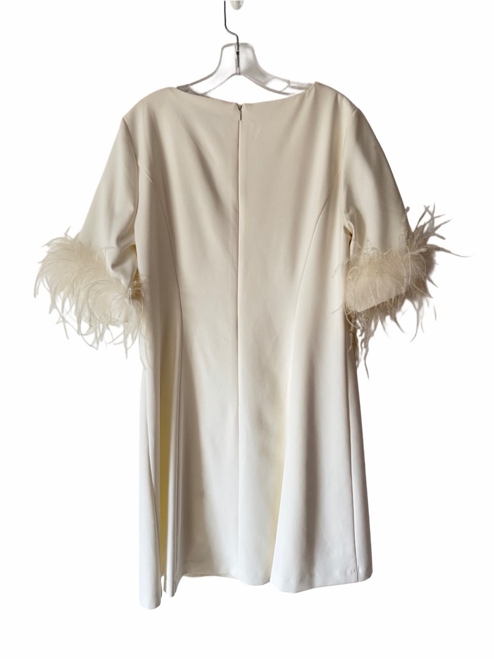Preston & York Cream Ivory Elegant Feather-Sleeve Shift Dress NWTs size 10 - Picture 3 of 8